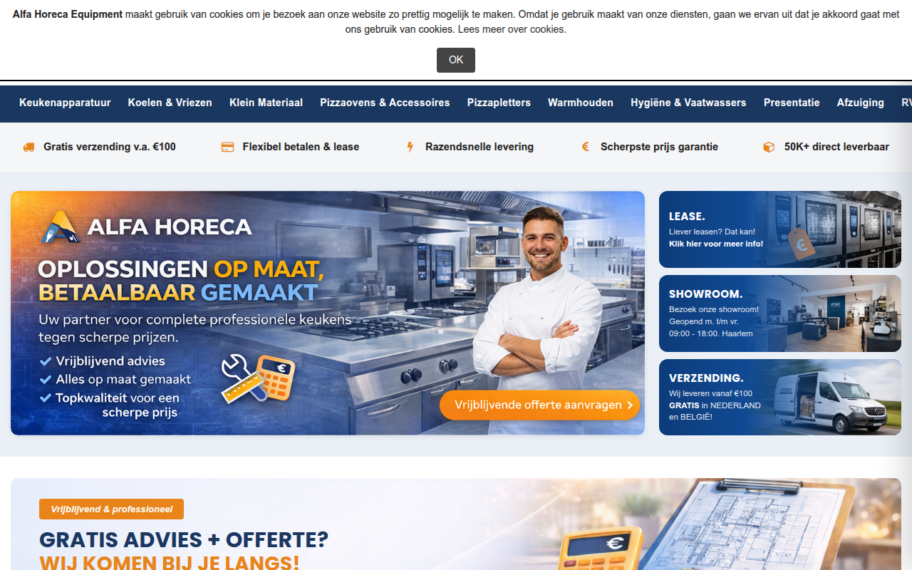 Screenshot van alfahoreca.nl