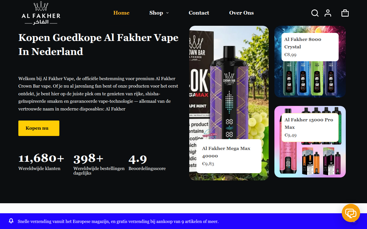 Screenshot van alfakherstore.nl