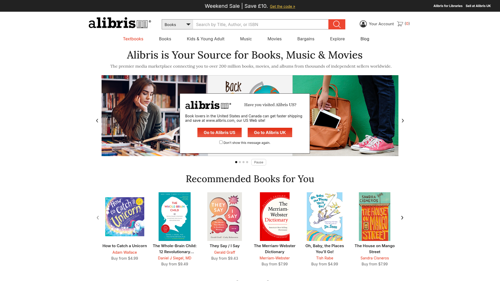 Screenshot van alibris.co.uk