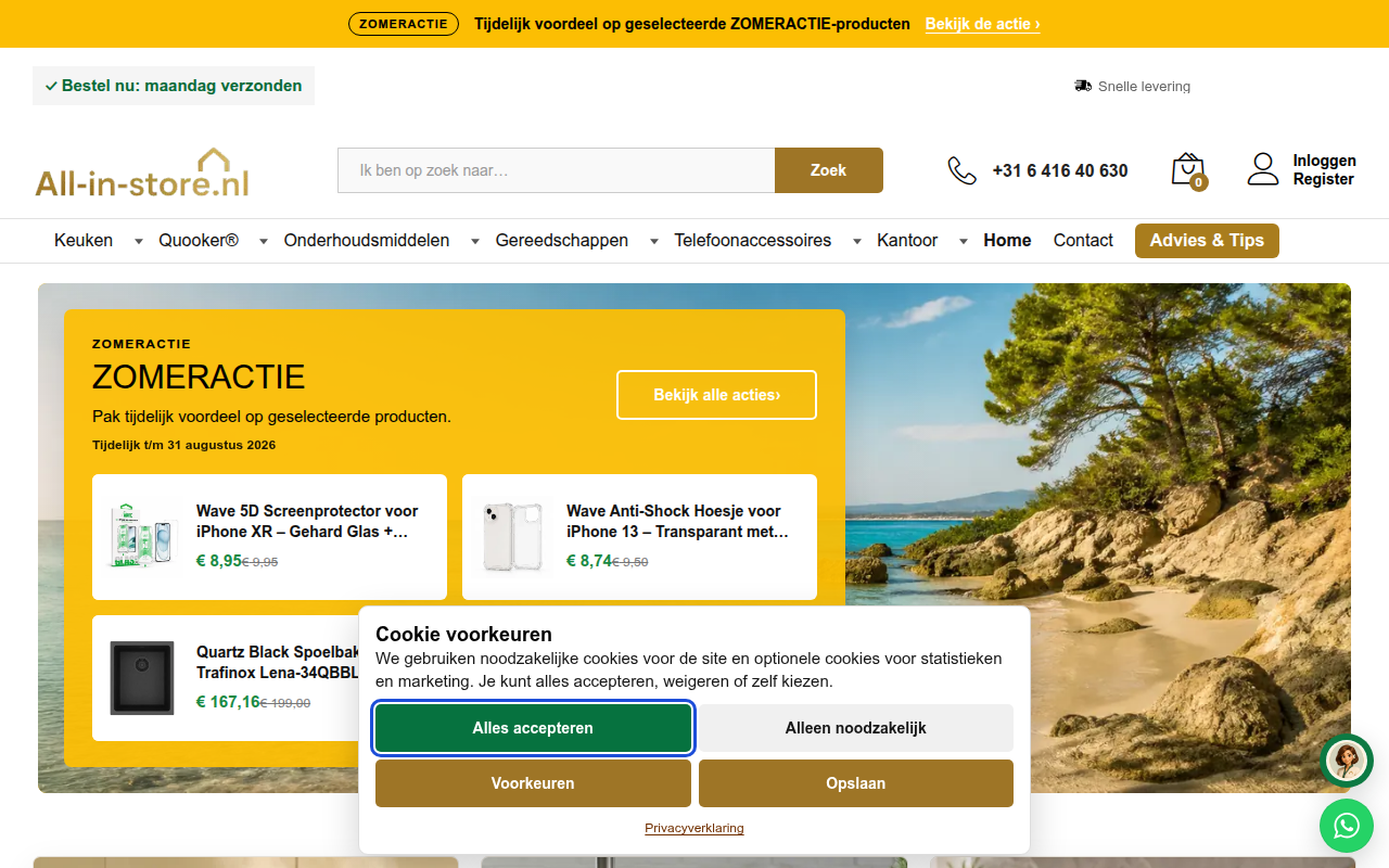 Screenshot van all-in-store.nl
