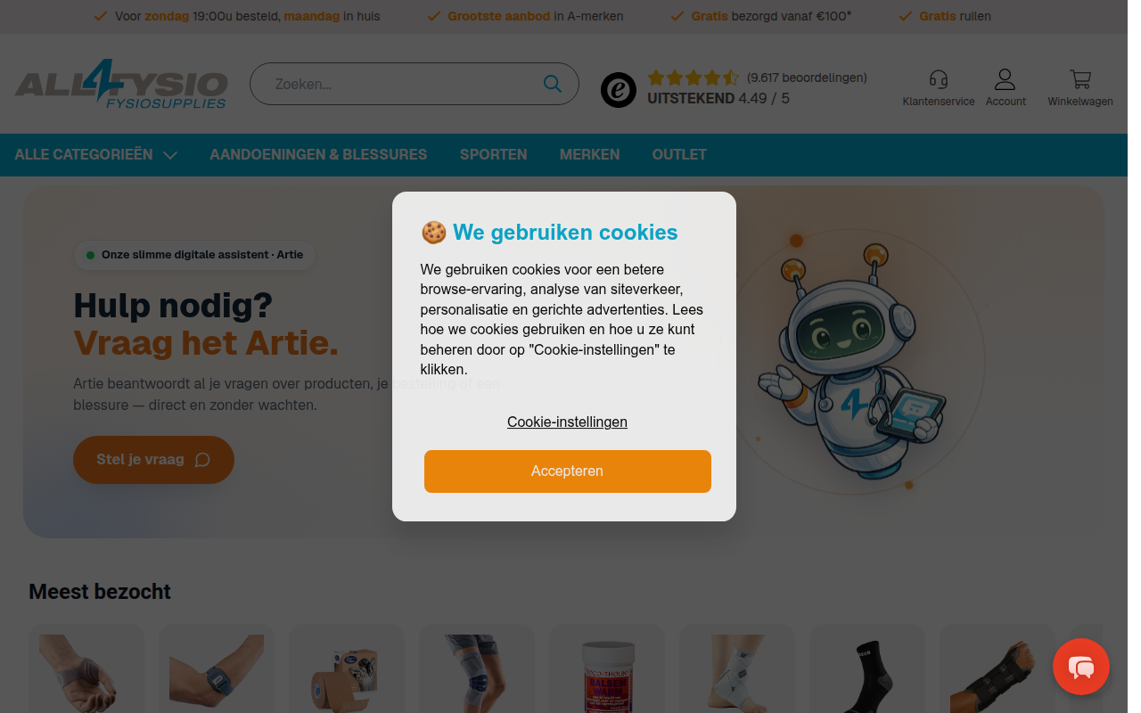 Screenshot van all4fysio.nl