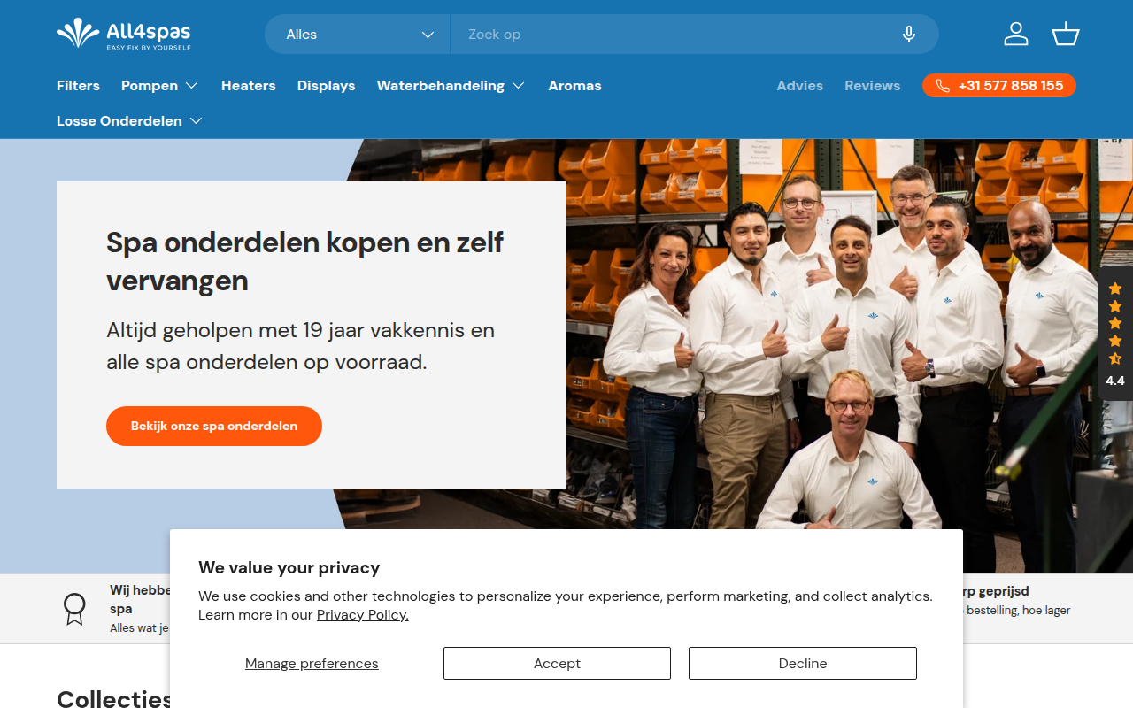 Screenshot van all4spas.nl
