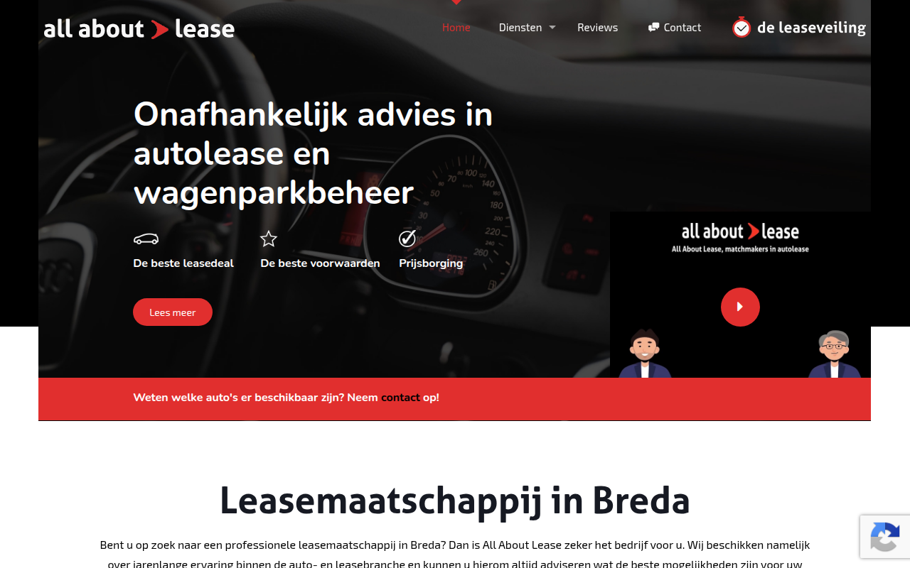 Screenshot van allaboutlease.nl