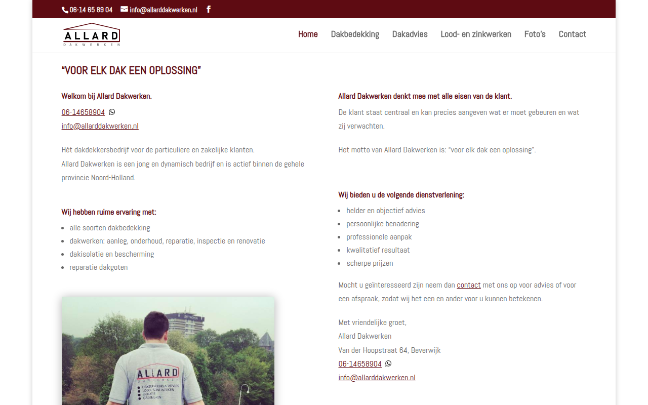 Screenshot van allarddakwerken.nl