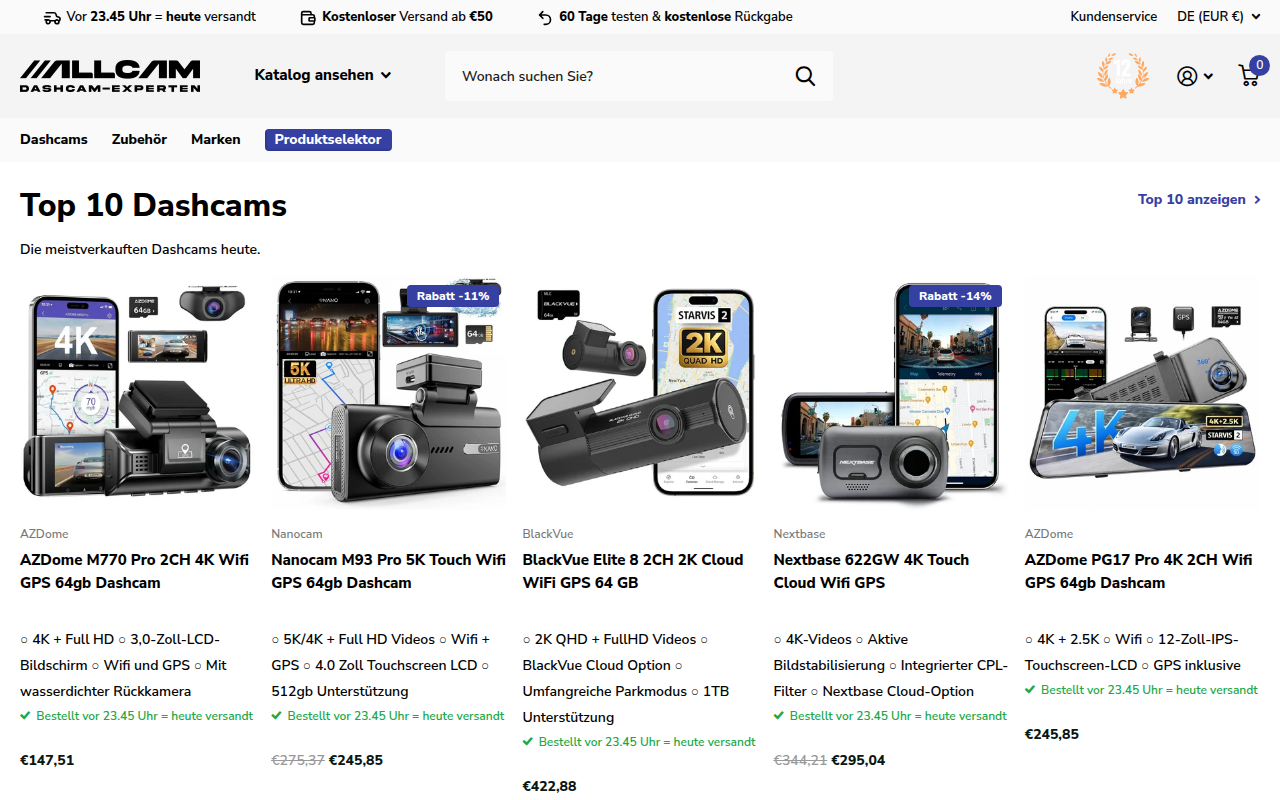 Screenshot van allcam.de