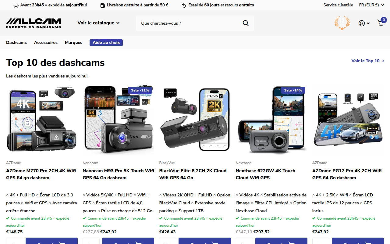 Screenshot van allcam.fr