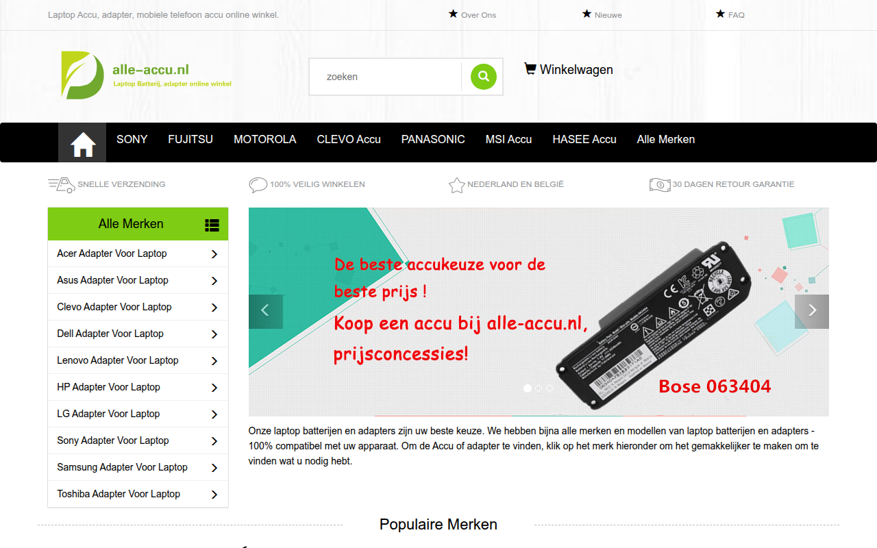 Screenshot van alle-accu.nl