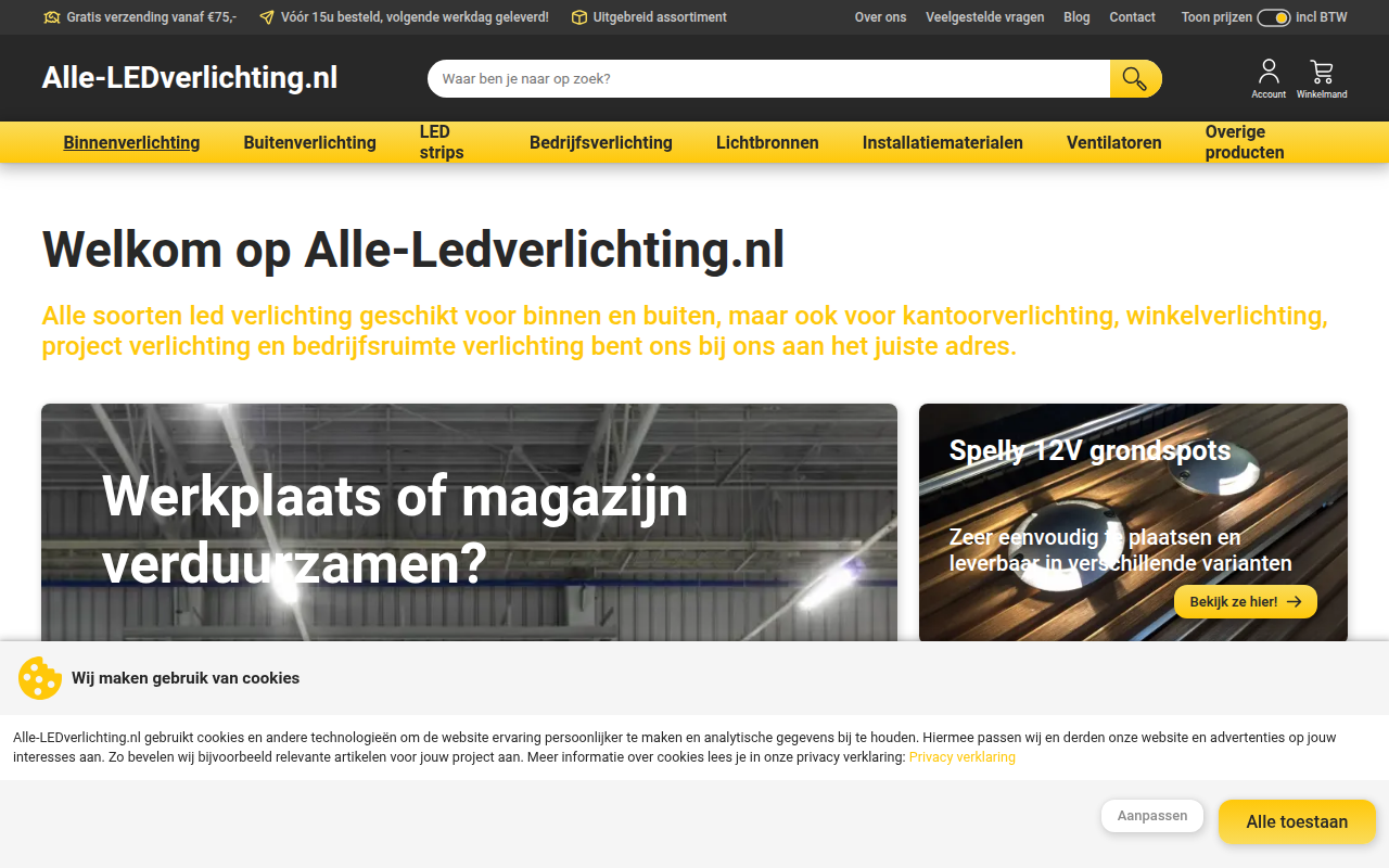 Screenshot van alle-ledverlichting.nl