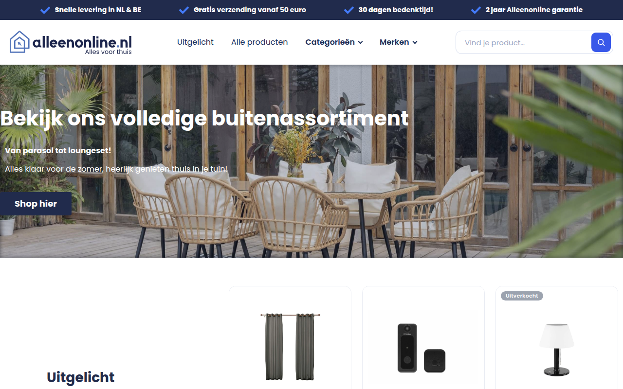 Screenshot van alleenonline.nl