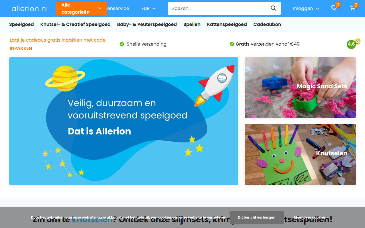 Screenshot van allerion.nl