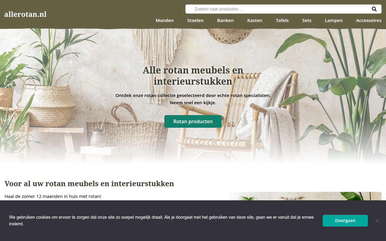 Screenshot van allerotan.nl