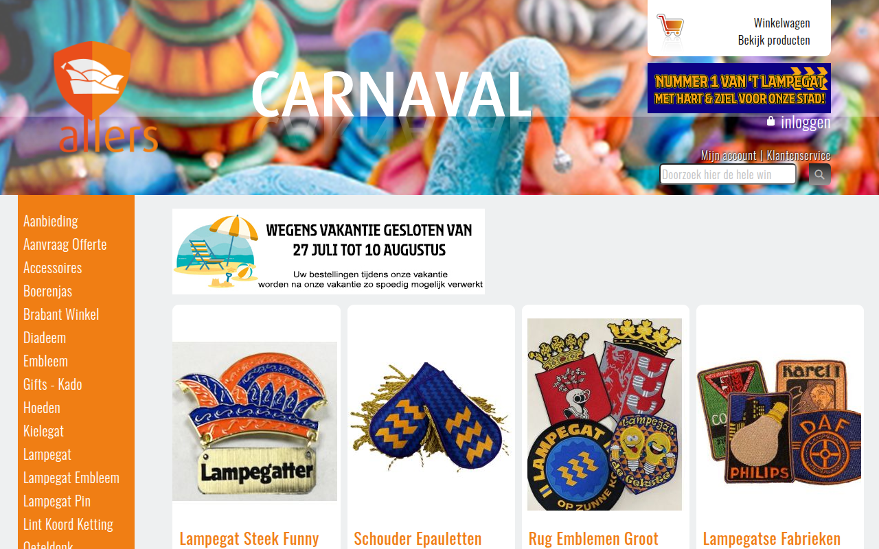 Screenshot van allers-carnaval.nl