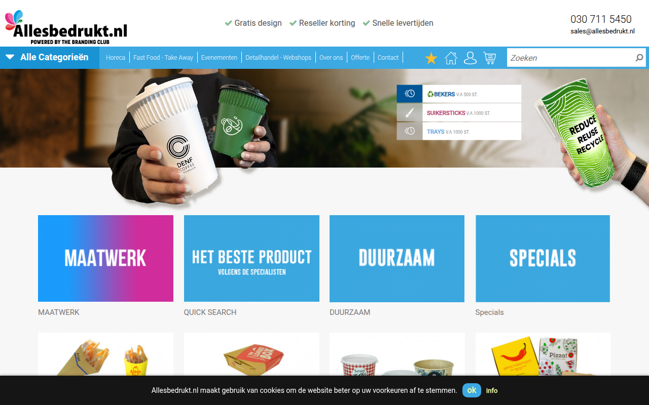 Screenshot van allesbedrukt.nl