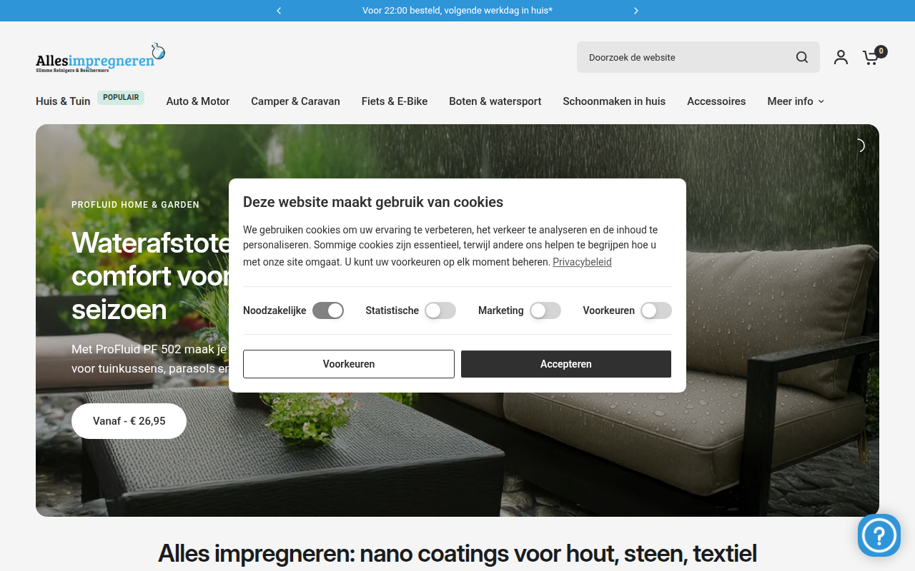 Screenshot van allesimpregneren.nl