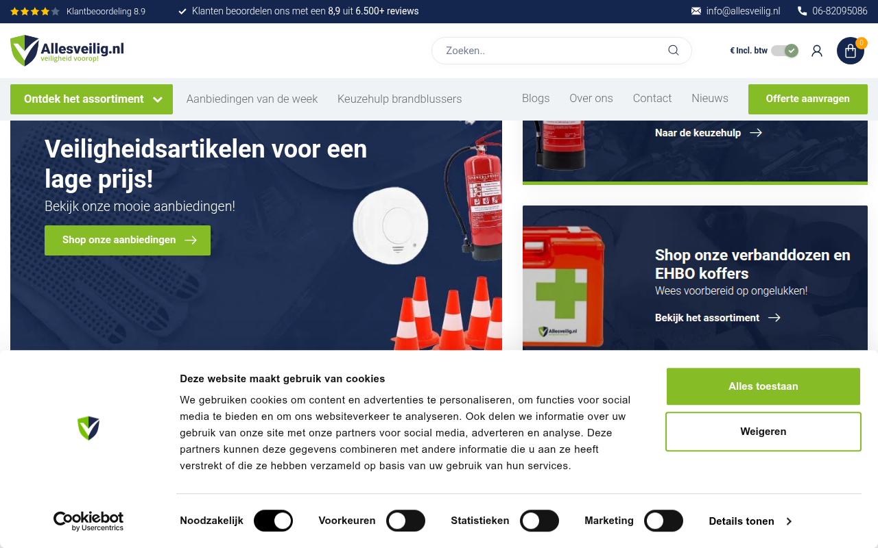 Screenshot van allesveilig.nl
