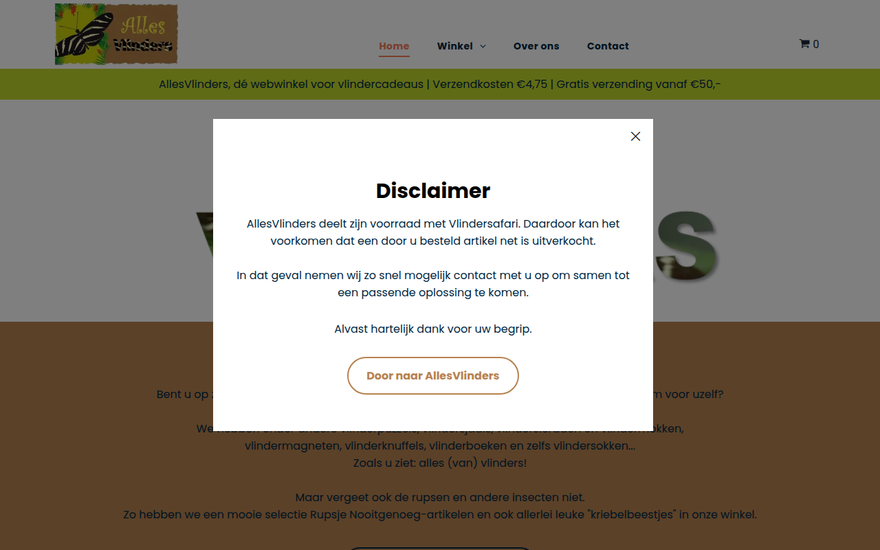 Screenshot van allesvlinders.nl
