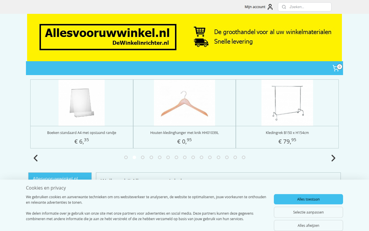 Screenshot van allesvooruwwinkel.nl