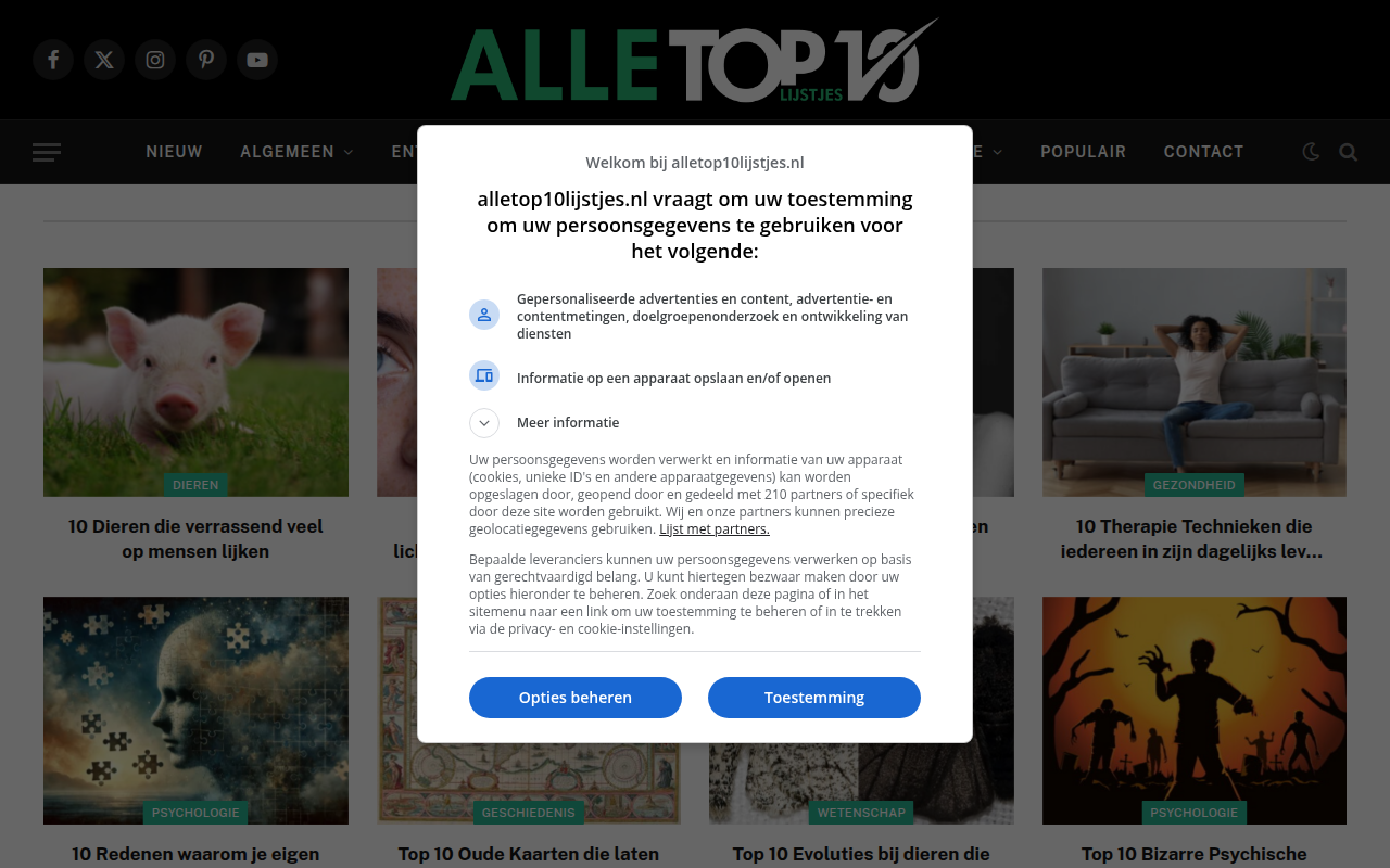 Screenshot van Alletop10lijstjes