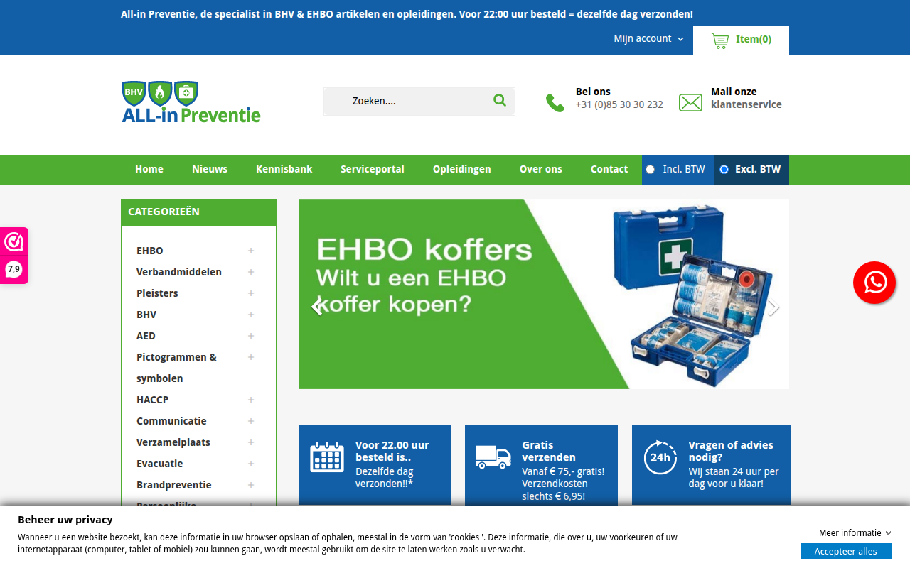Screenshot van allinpreventie.nl