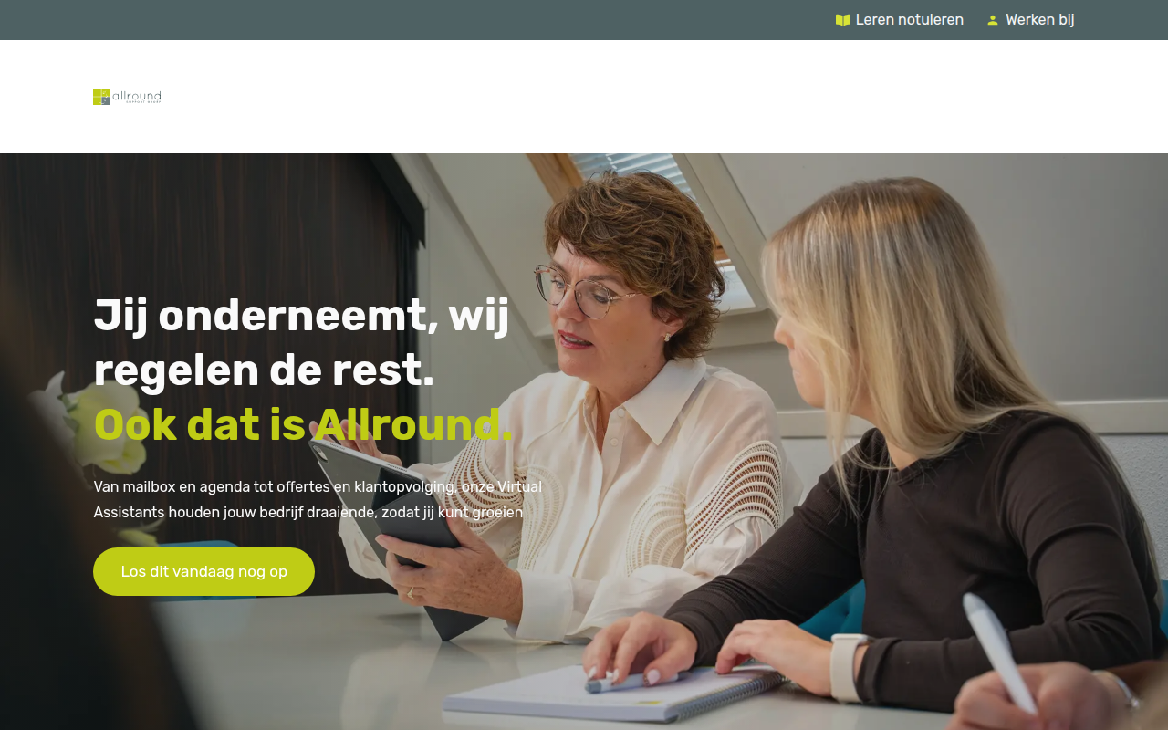 Screenshot van allroundsupport.nl