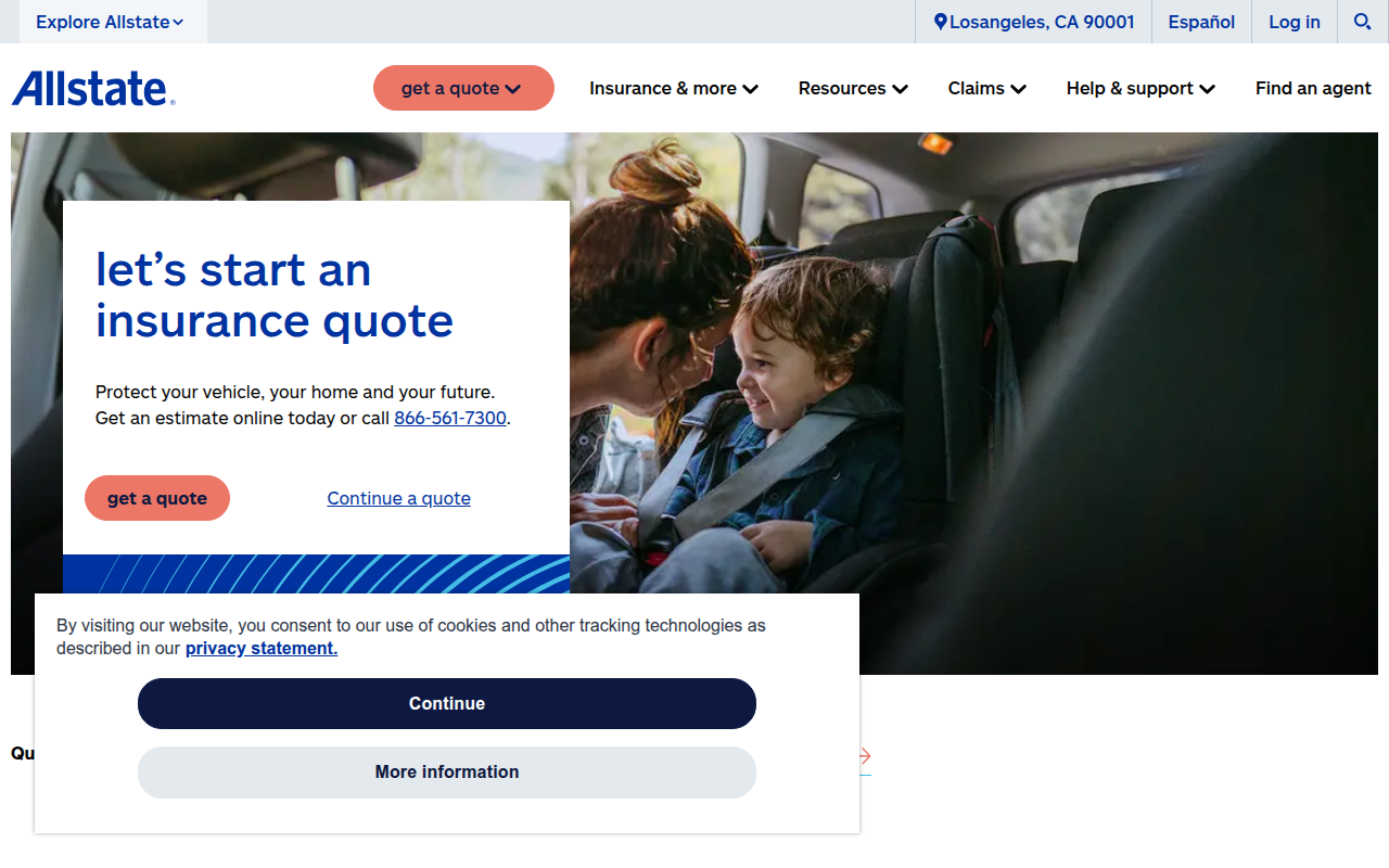 Screenshot van allstate.com