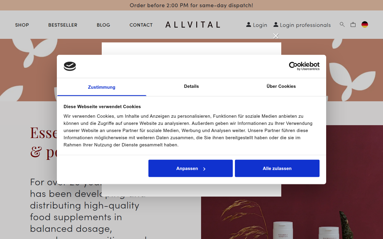 Screenshot van allvital.com
