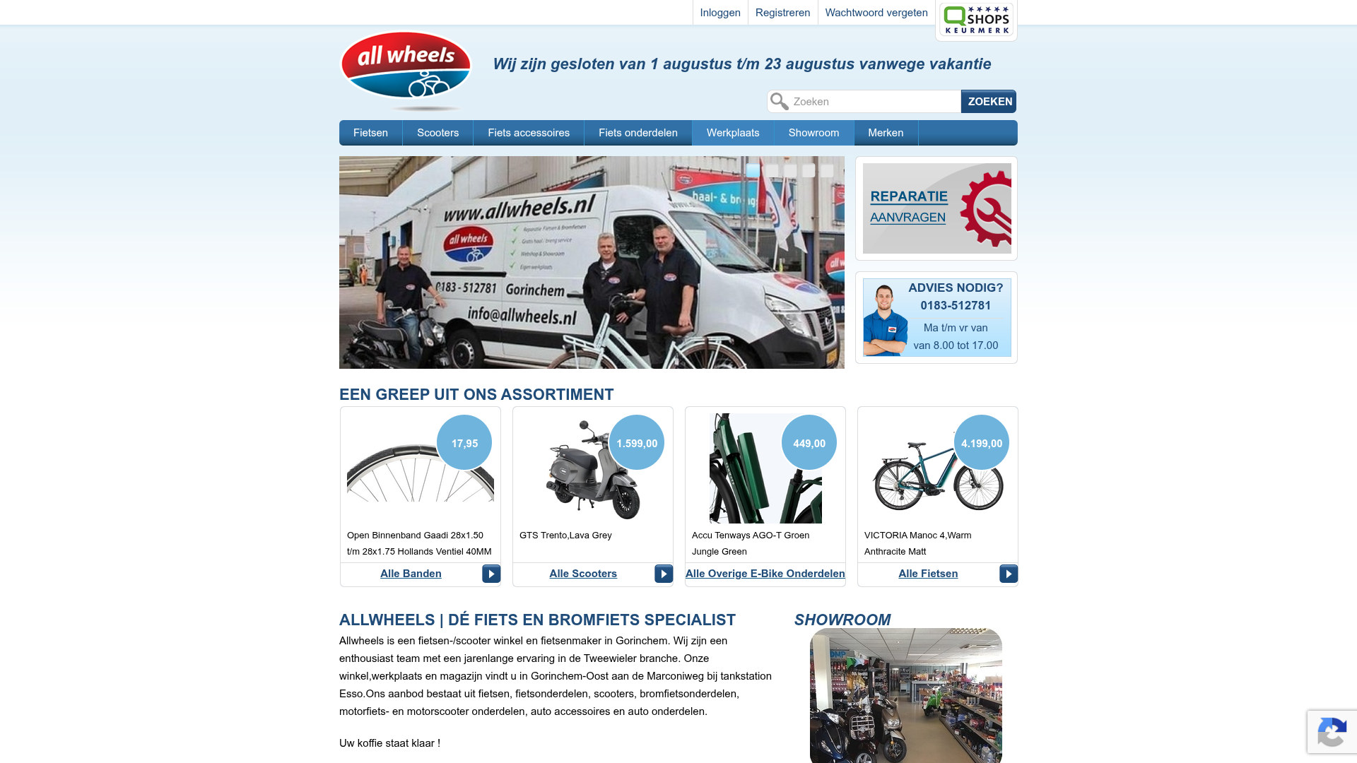 Screenshot van allwheels.nl