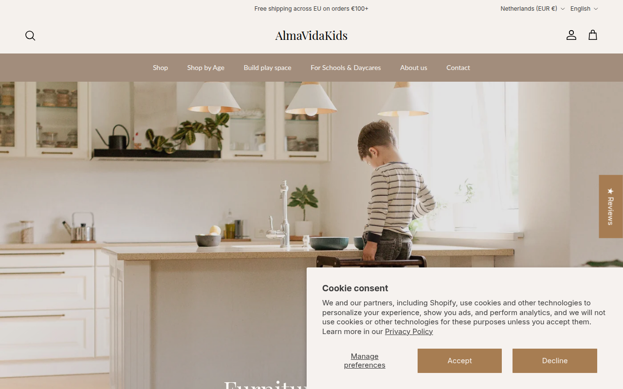 Screenshot van almavida.nl