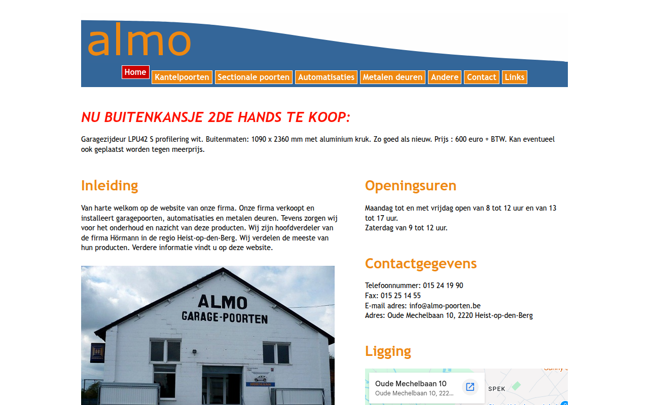 Screenshot van almo-poorten.be