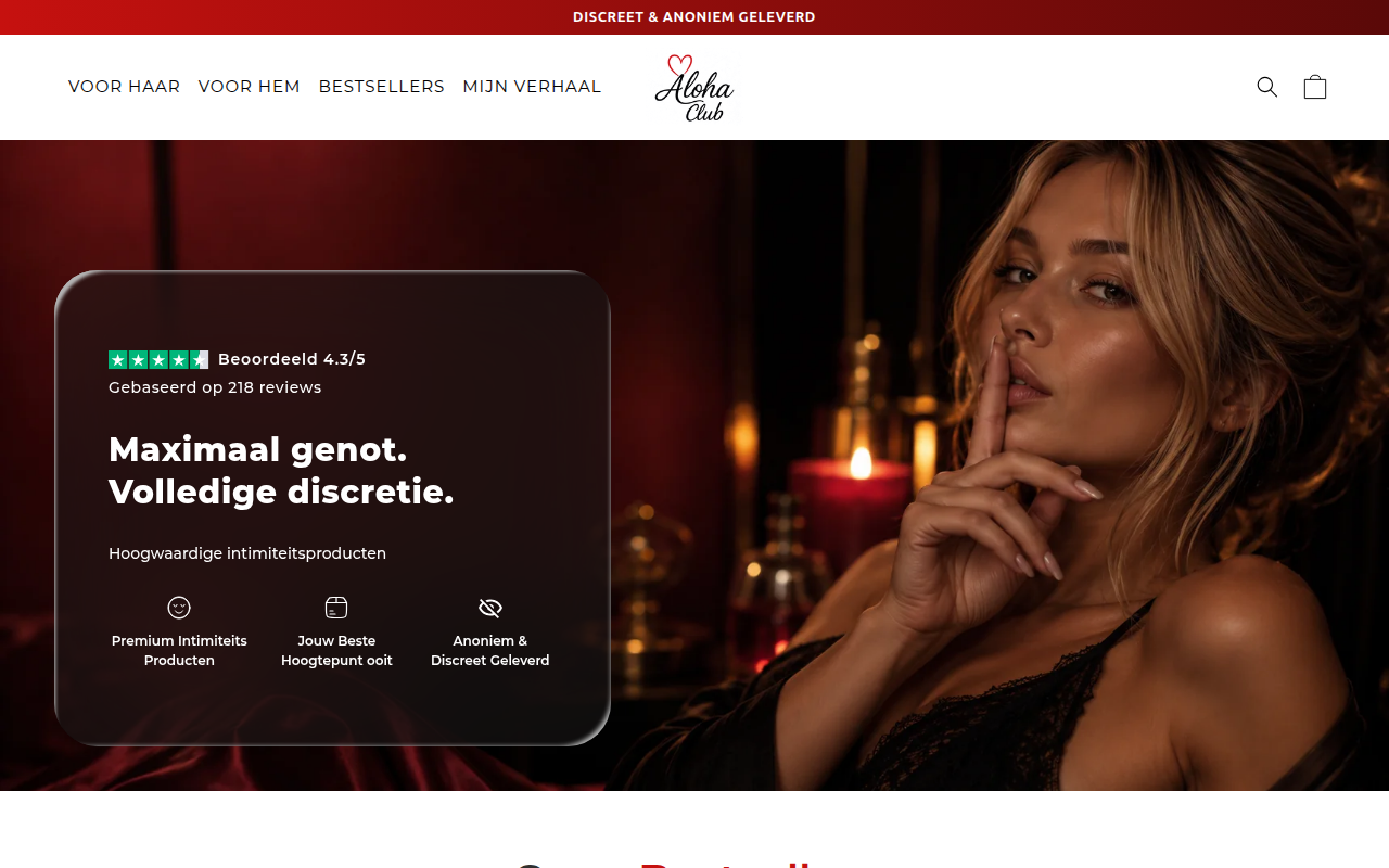 Screenshot van alohaclub.nl