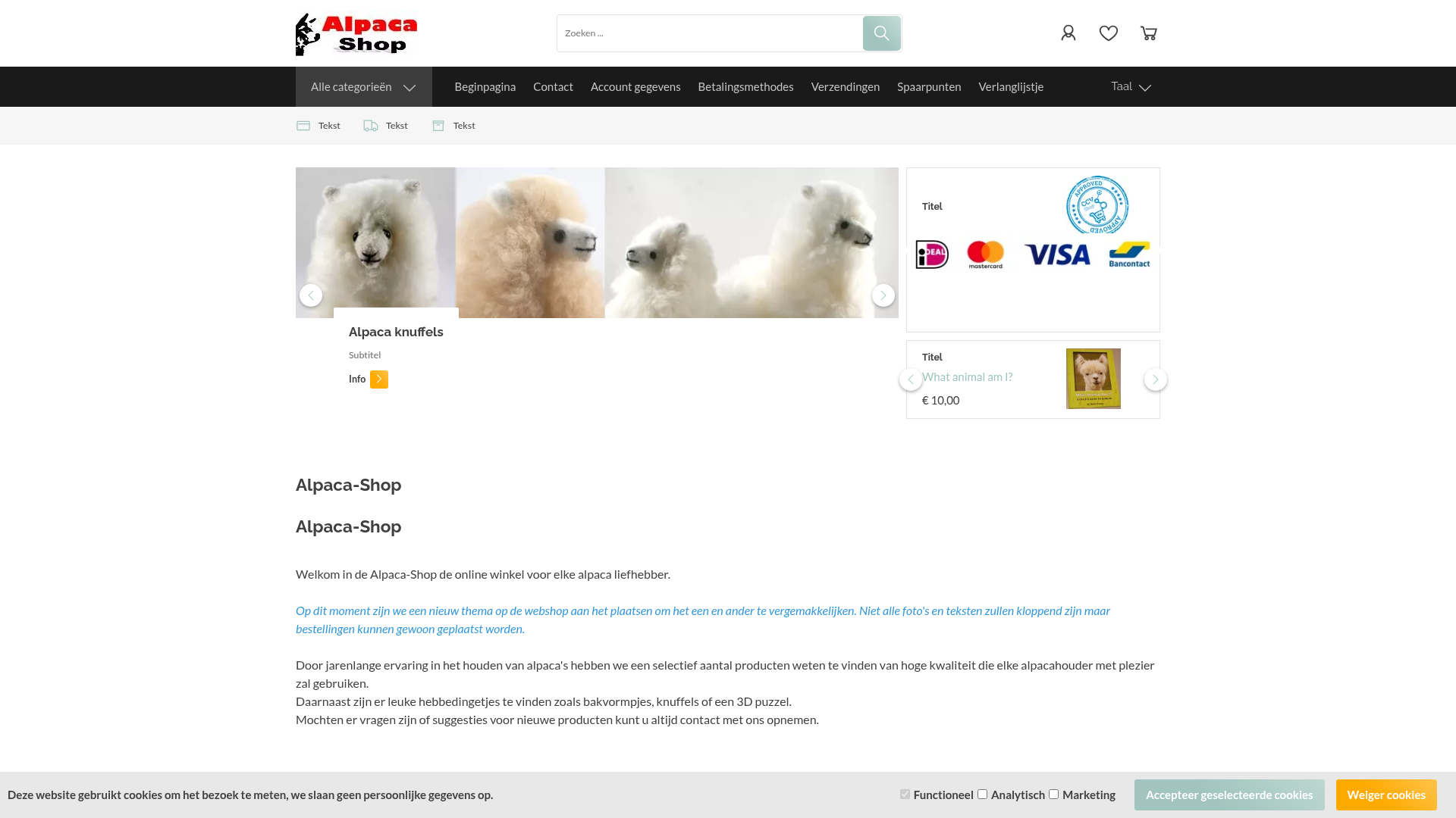 Screenshot van alpaca-shop.eu