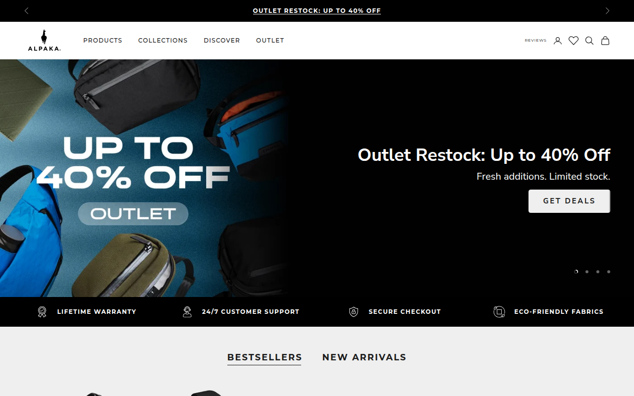 Screenshot van alpakagear.com