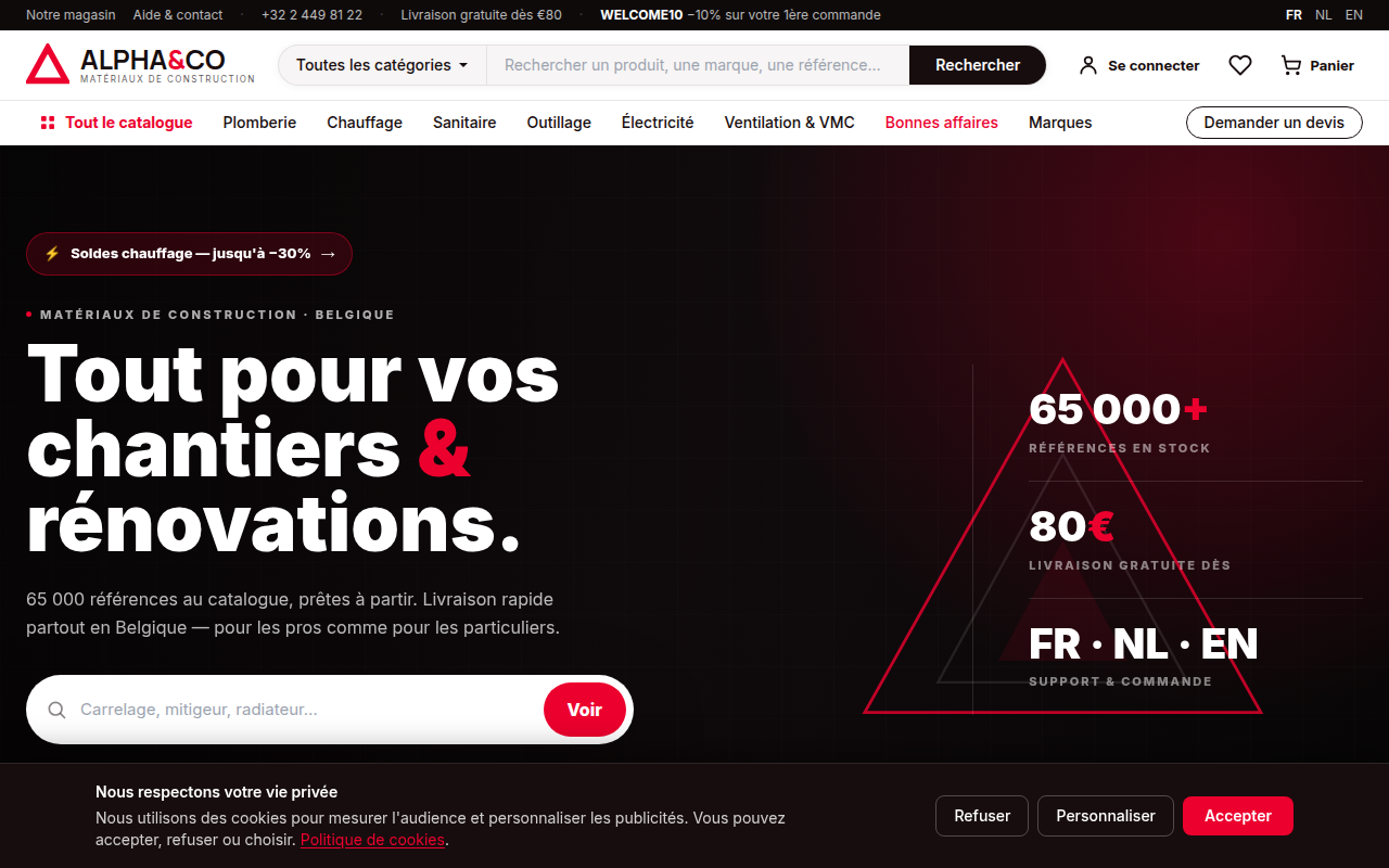 Screenshot van alphanco.be