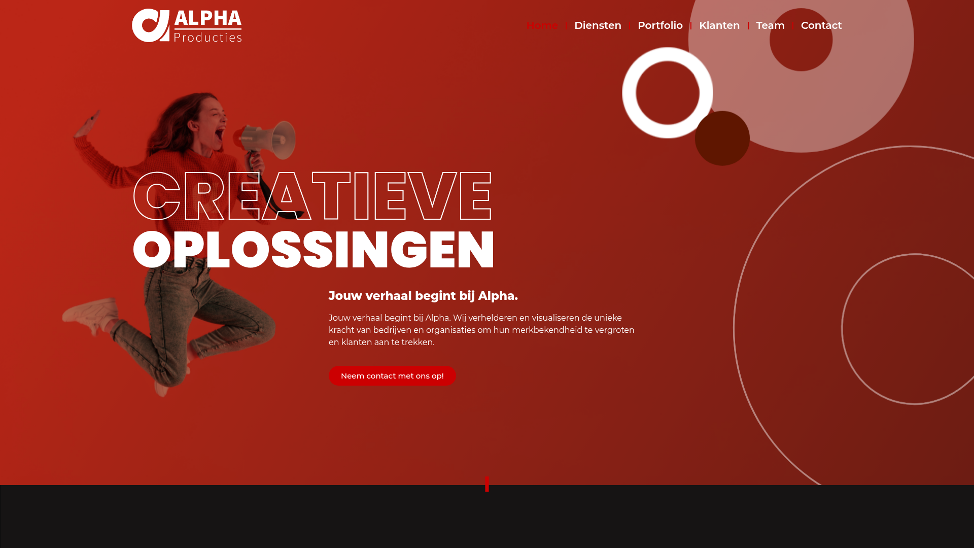 Screenshot van alphaproducties.nl