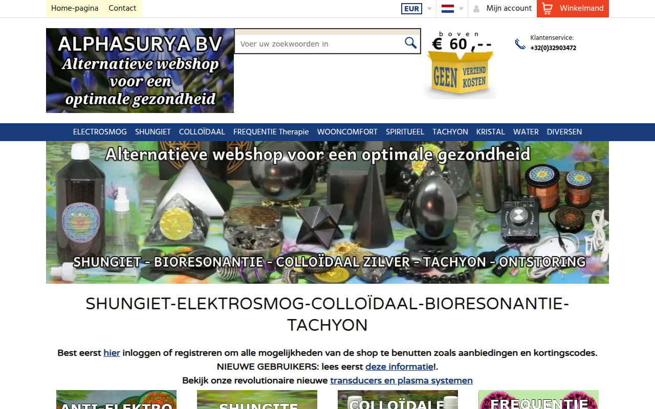 Screenshot van alphasurya.nl