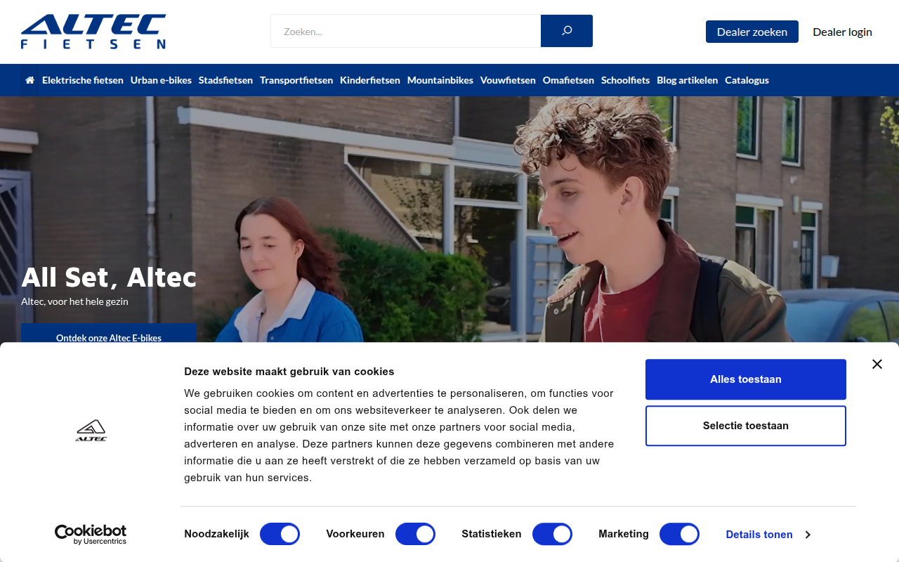 Screenshot van altecfietsen.nl