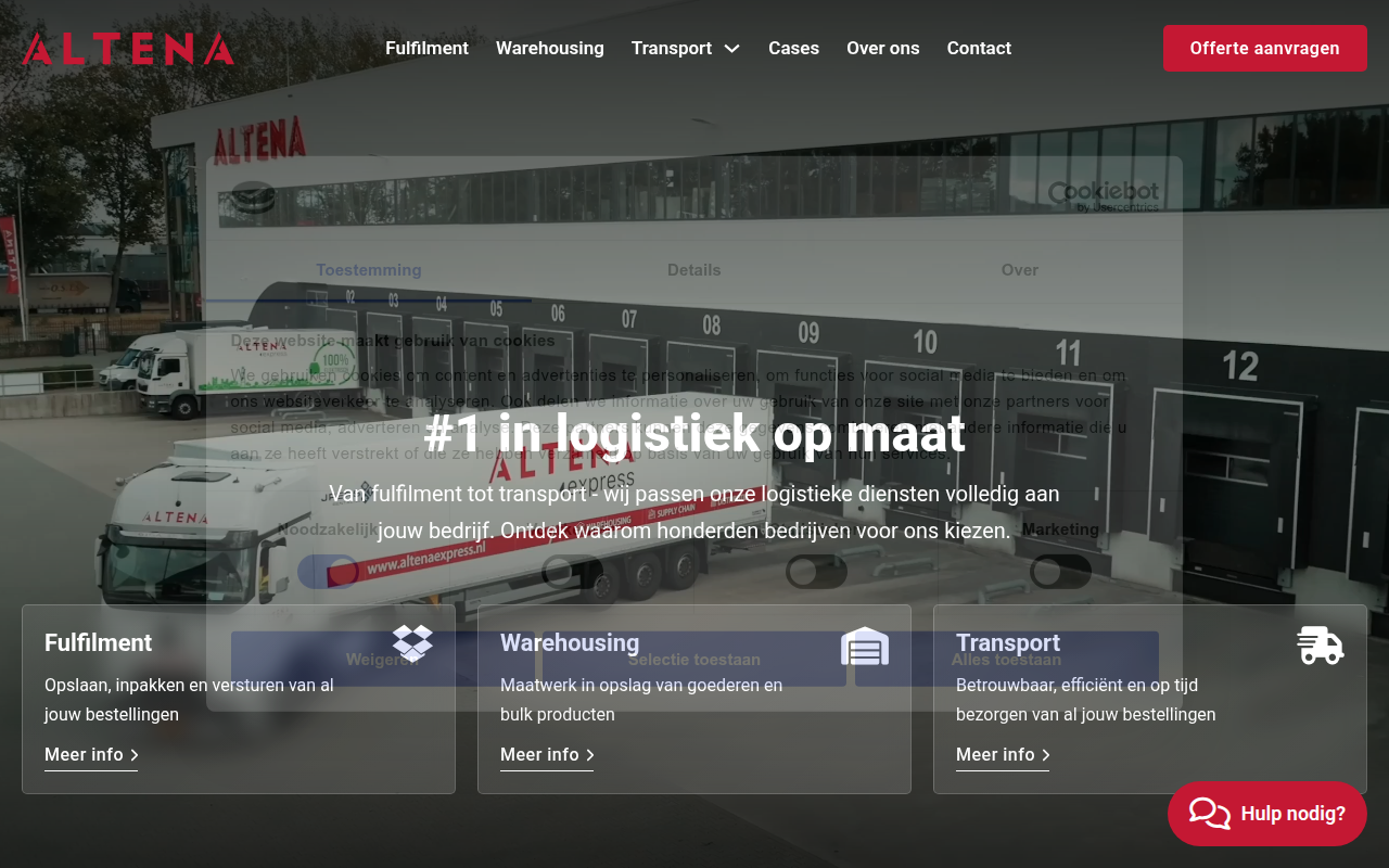 Screenshot van altenaexpress.nl