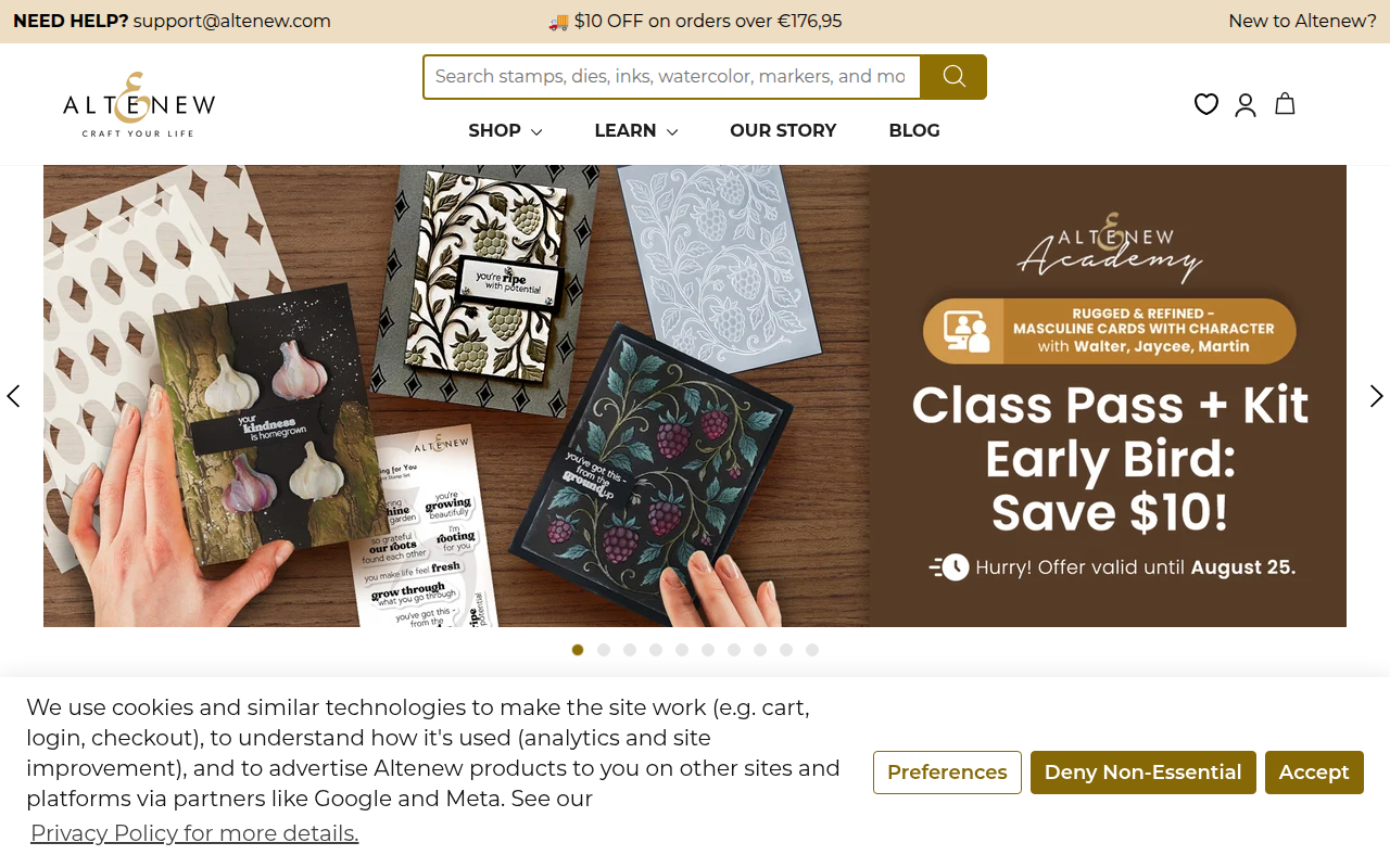 Screenshot van altenew.com