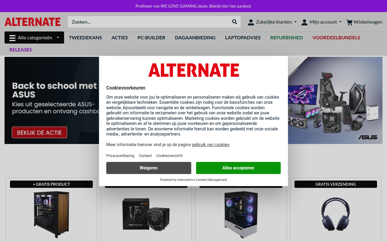 Screenshot van alternate.nl