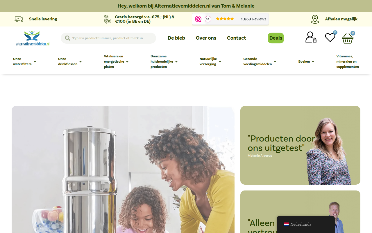 Screenshot van alternatievemiddelen.nl