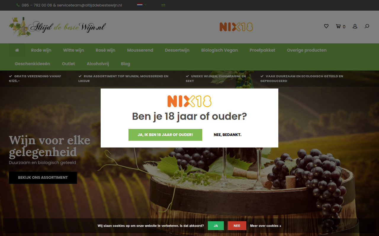 Screenshot van altijddebestewijn.nl