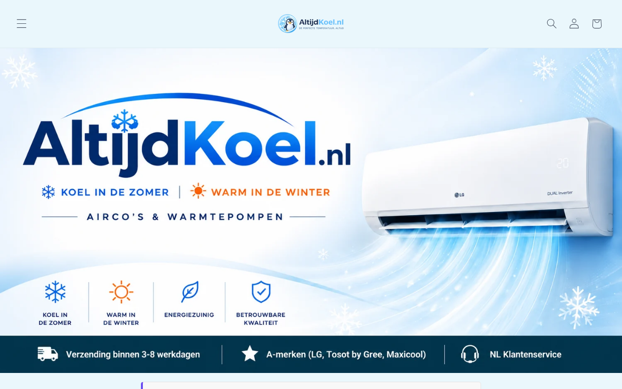 Screenshot van altijdkoel.nl
