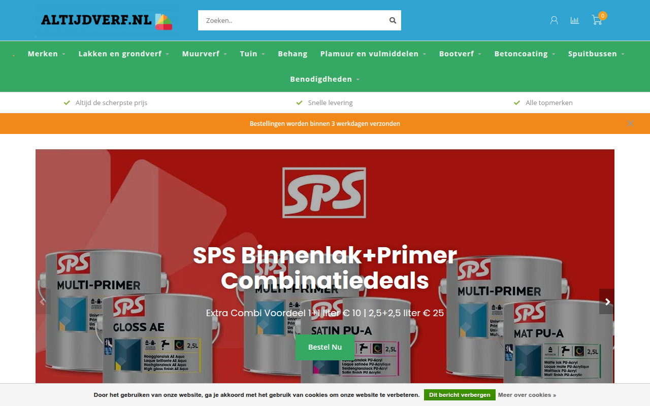 Screenshot van altijdverf.nl