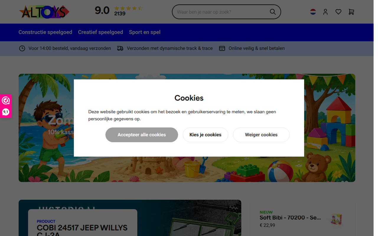 Screenshot van altoys.eu