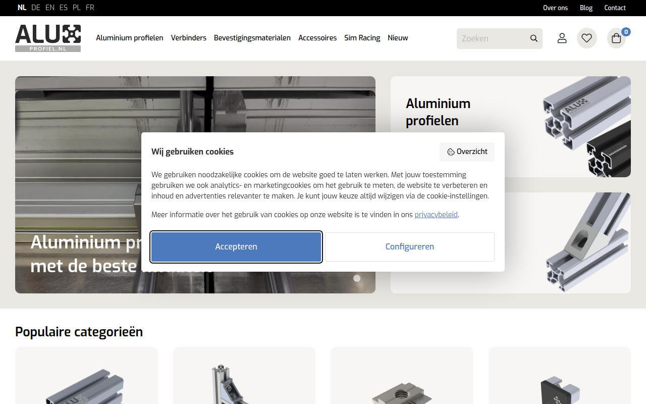 Screenshot van aluxprofiel.nl