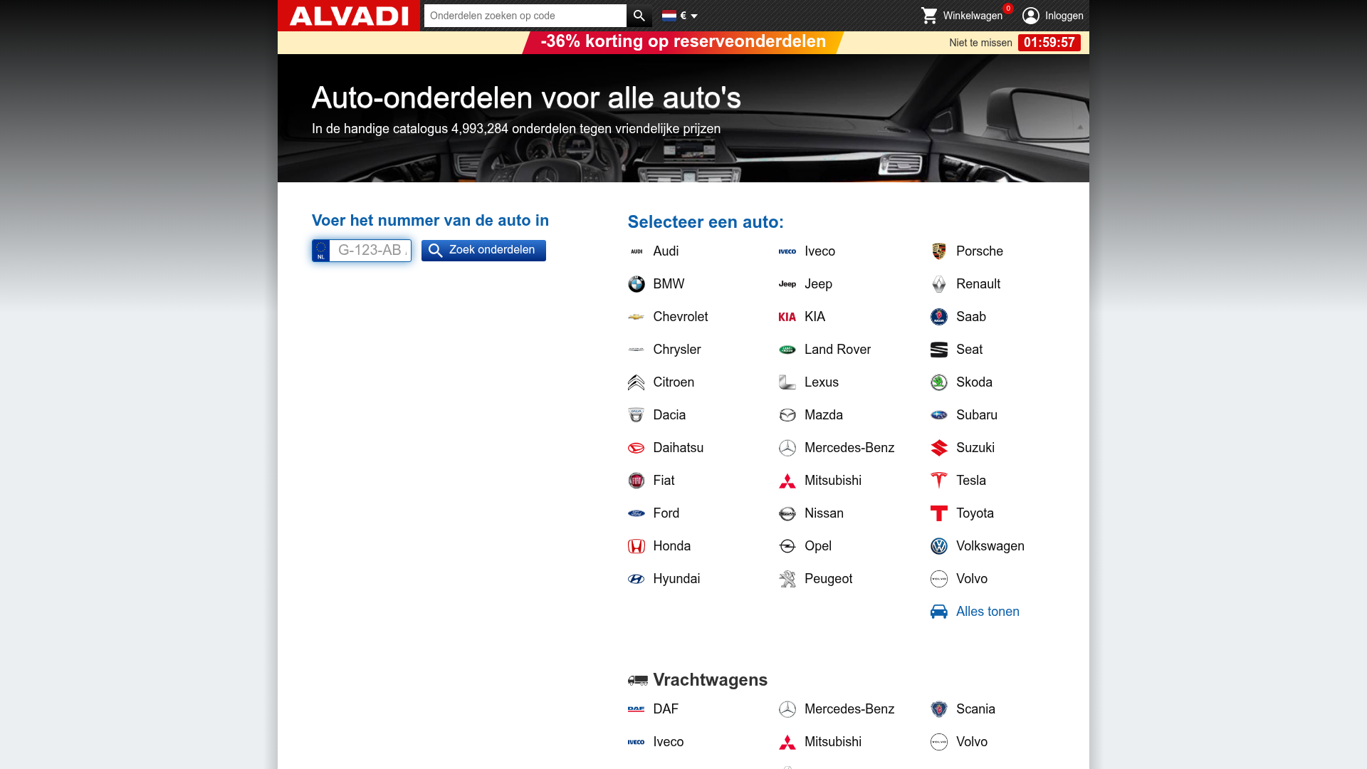 Screenshot van alvadiparts.nl
