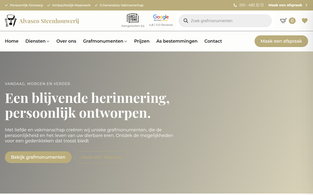 Screenshot van alvasco.nl