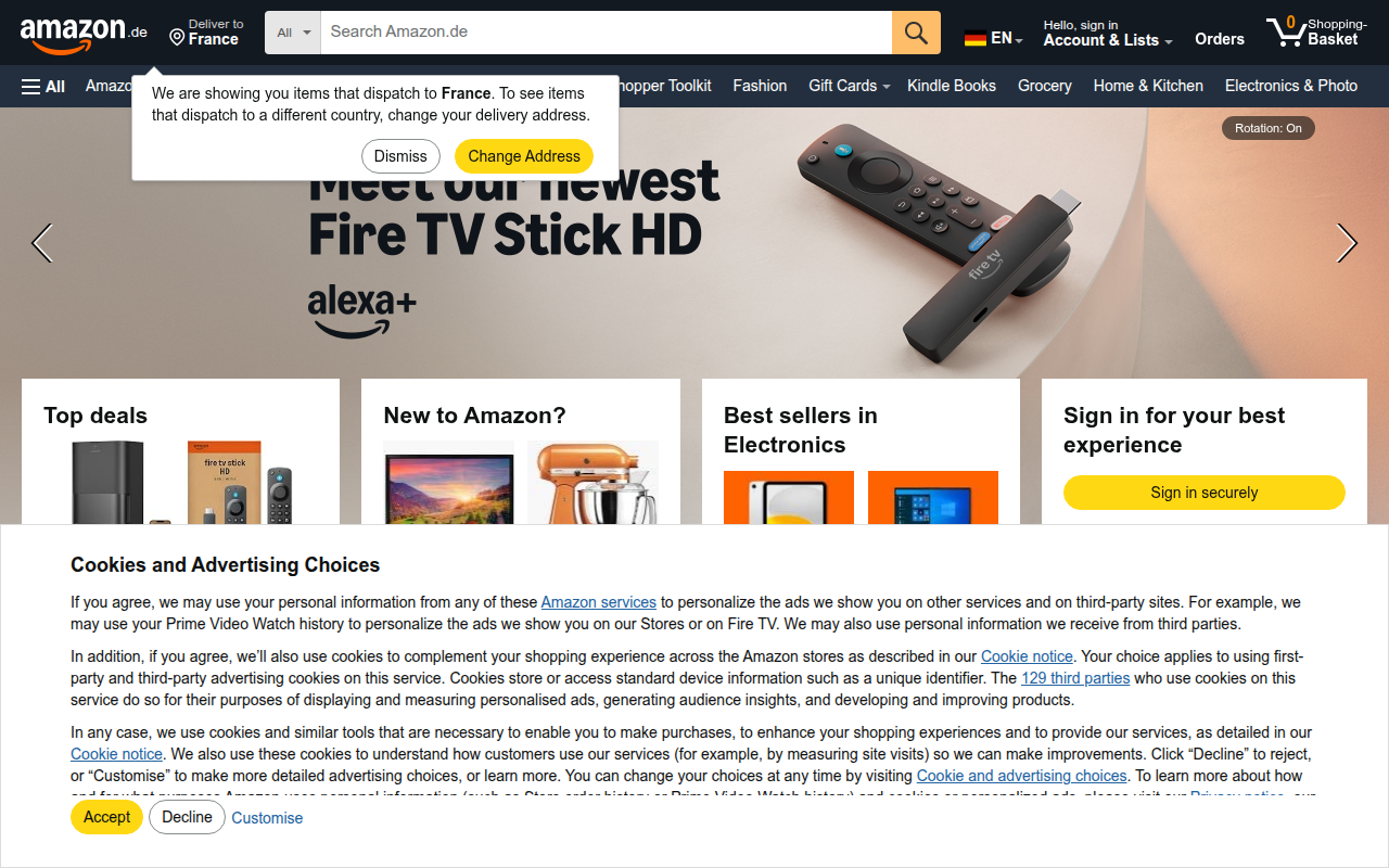 Screenshot van amazon.de