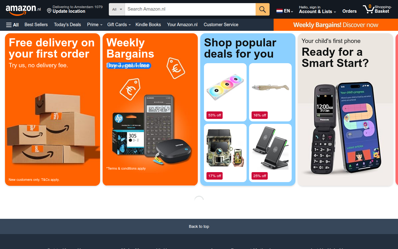 Screenshot van amazon.nl