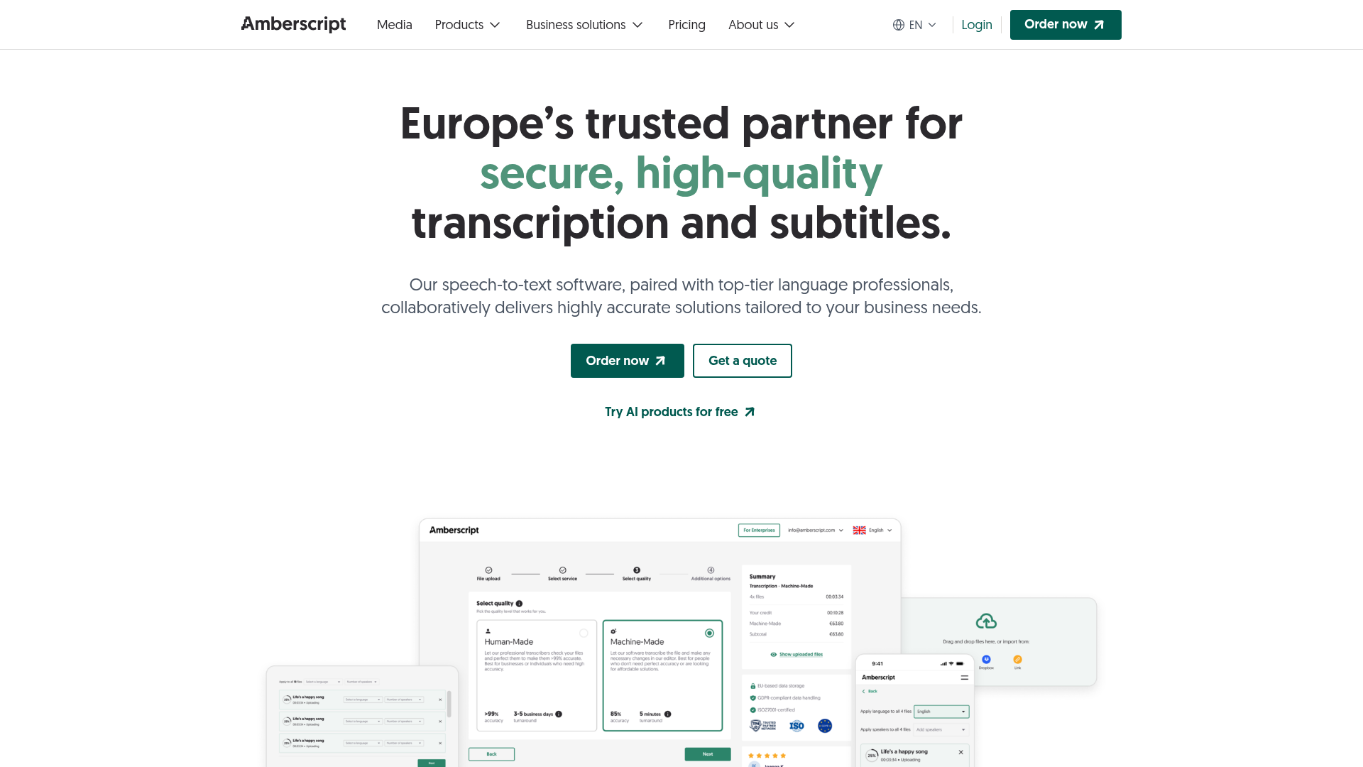Screenshot van amberscript.com